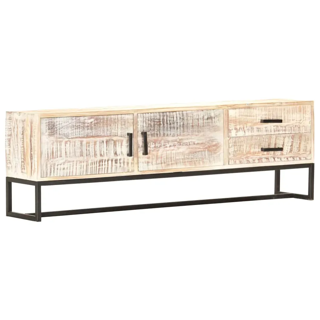 TV Cabinet White 140x30x45 cm Solid Acacia Wood Price