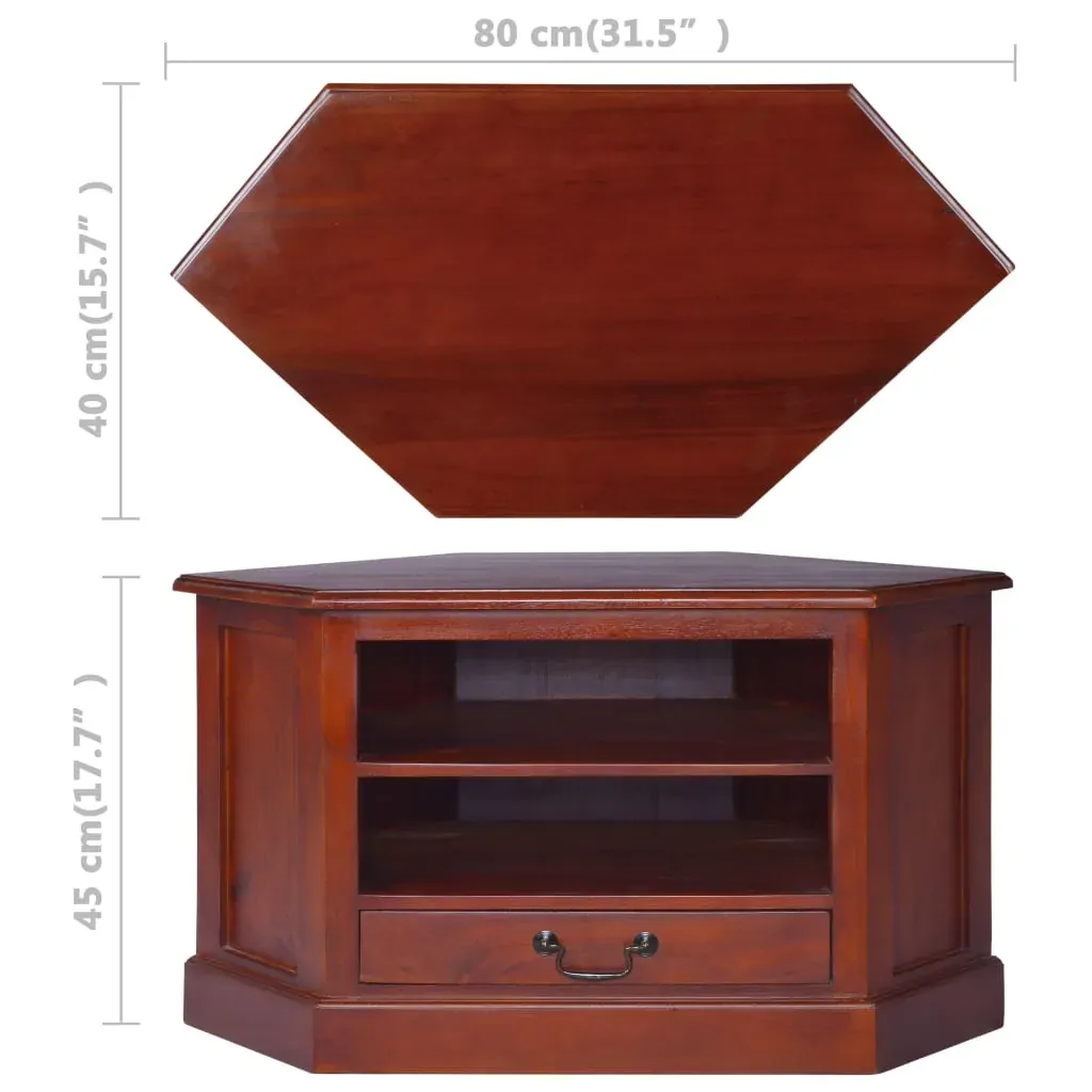 Corner TV Cabinet Classical Brown Solid Mahogany Wood Price