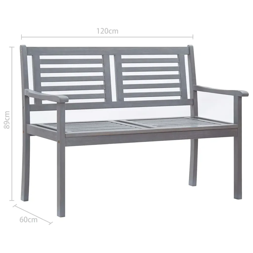 2-Seater Garden Bench with Cushion 120 cm Grey Eucalyptus Wood Price