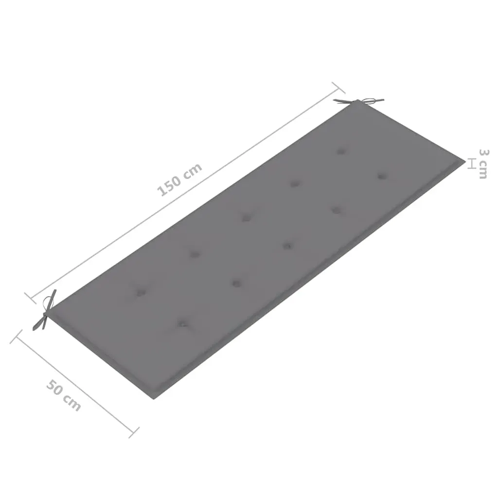 3-Seater Garden Bench with Cushion 150 cm Grey Eucalyptus Wood Price