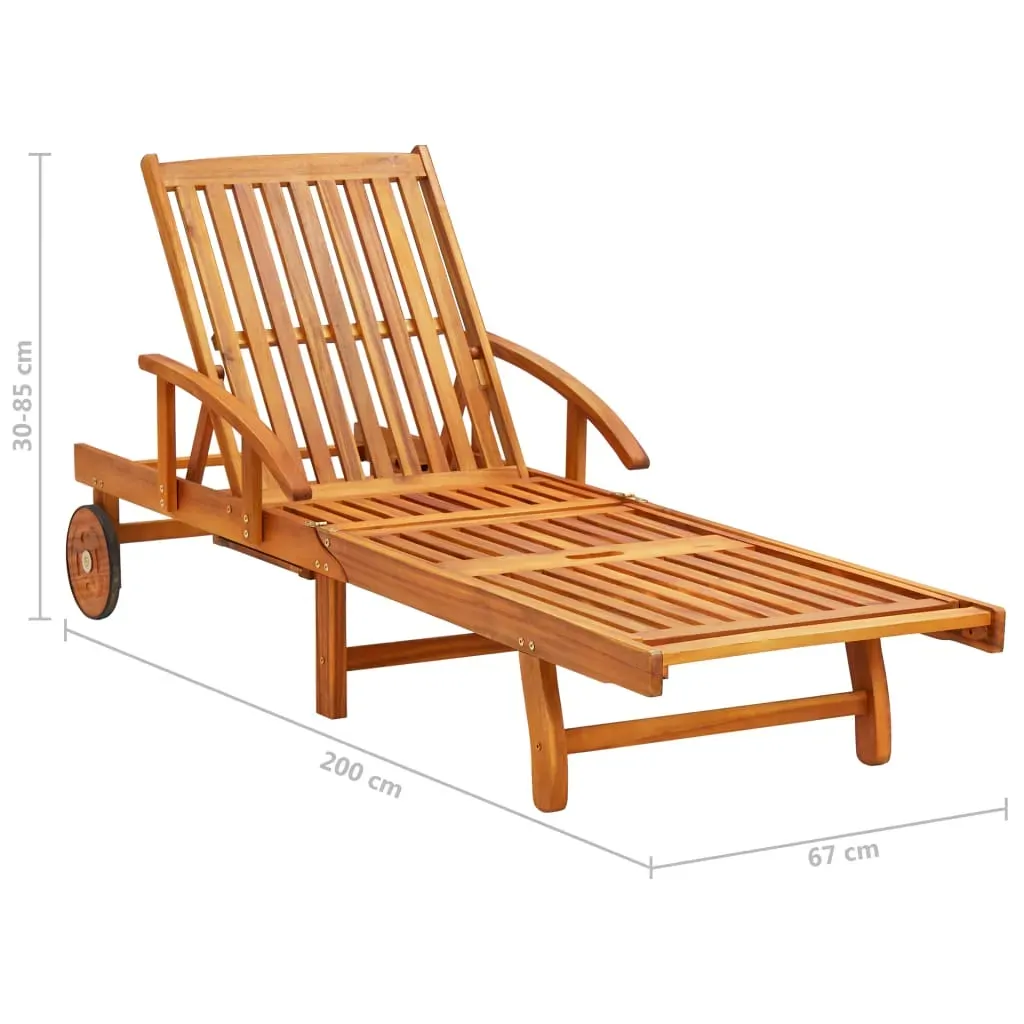 Garden Sun Lounger with Table and Cushion Solid Acacia Wood Price