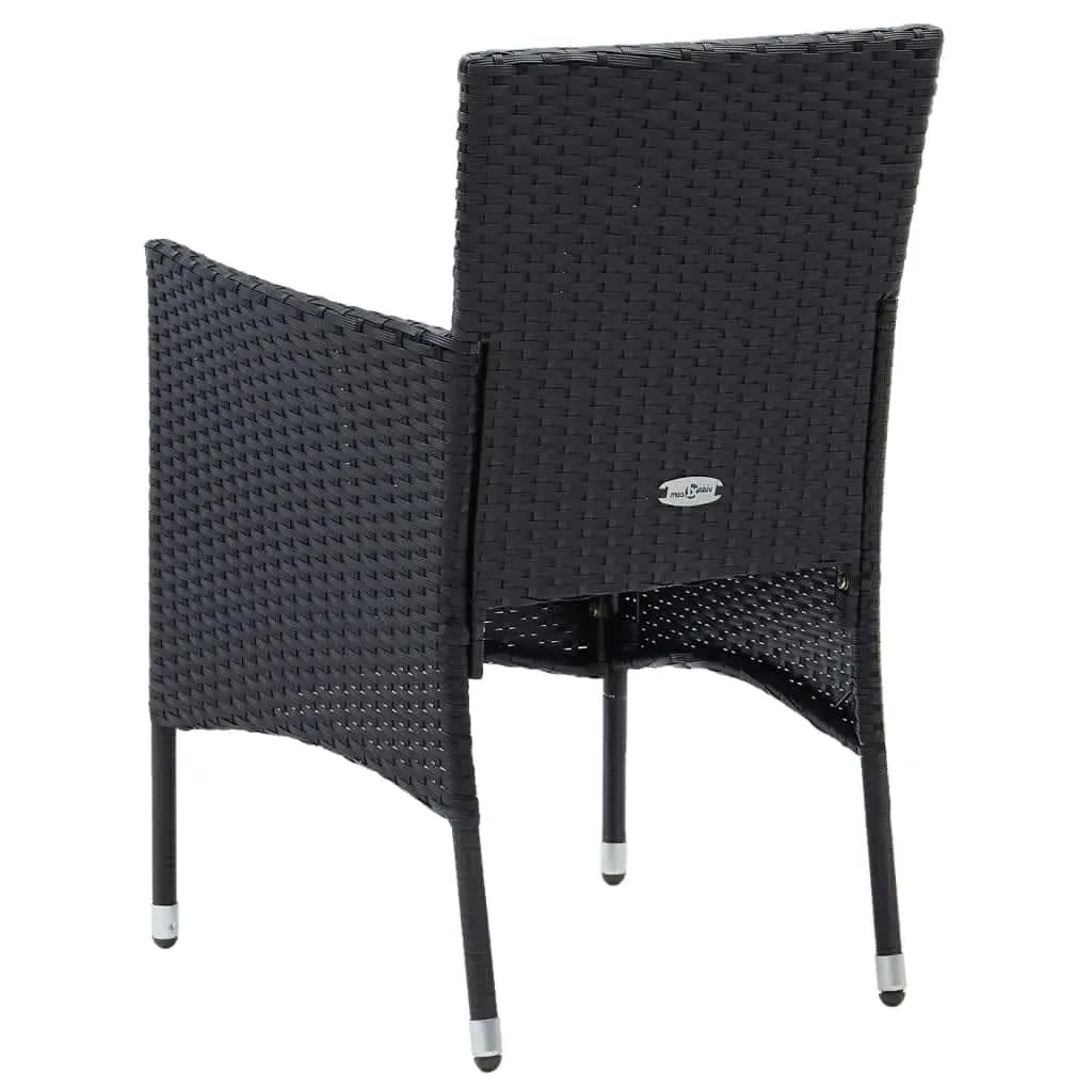 7 Piece Garden Dining Set with Cushions Poly Rattan Black Price