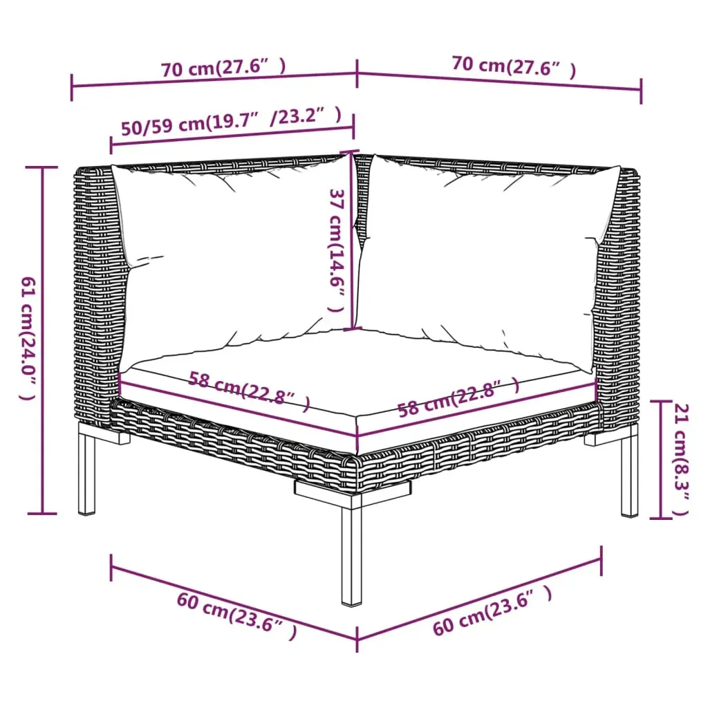 9 Piece Garden Lounge Set with Cushions Poly Rattan Dark Grey Price