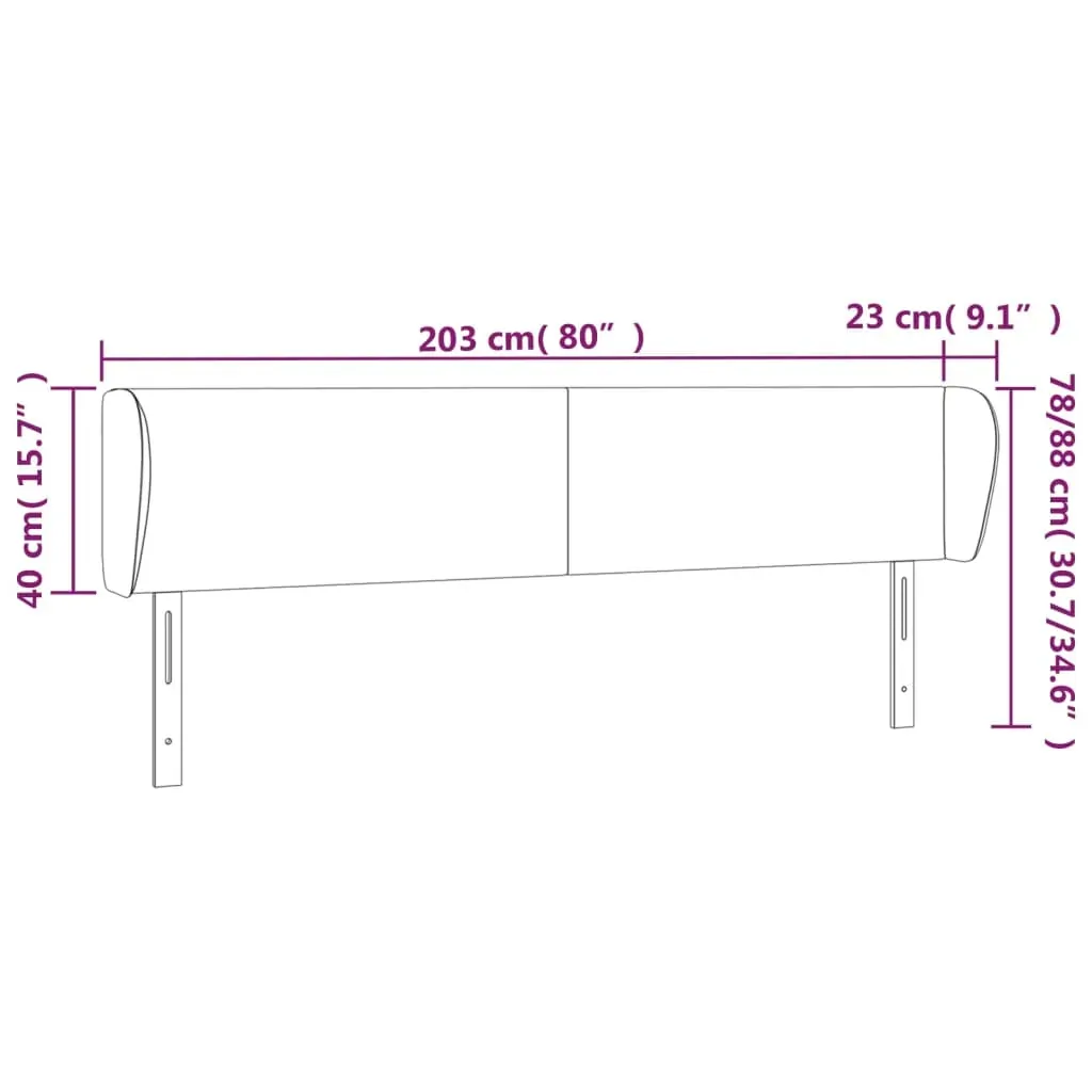 Headboard with Ears Dark Grey 203 cm Fabric Price