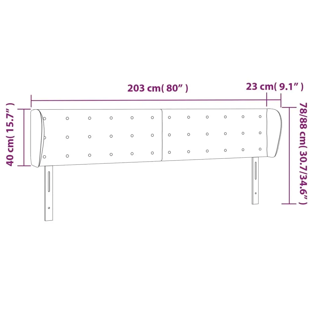 Headboard with Ears Black 203 cm Faux Leather Price