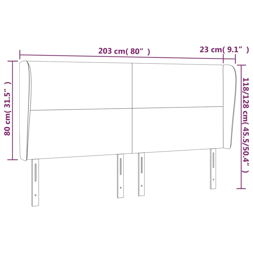 Headboard with Ears Black 203 cm Faux Leather Price