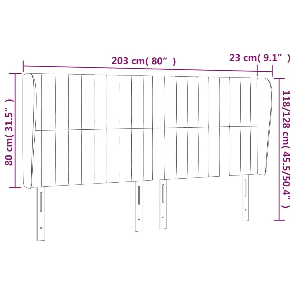 Headboard with Ears Dark Grey 203 cm Fabric Price