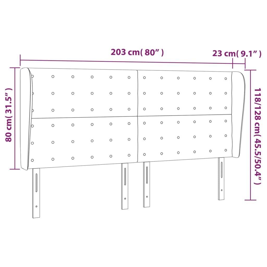 Headboard with Ears Dark Grey 203 cm Fabric Price
