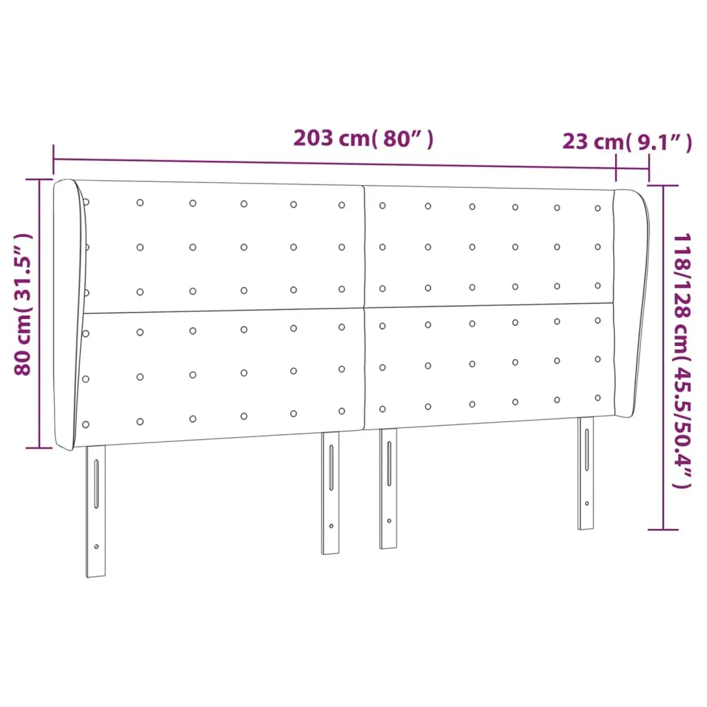 Headboard with Ears Dark Grey 203 cm Fabric Price