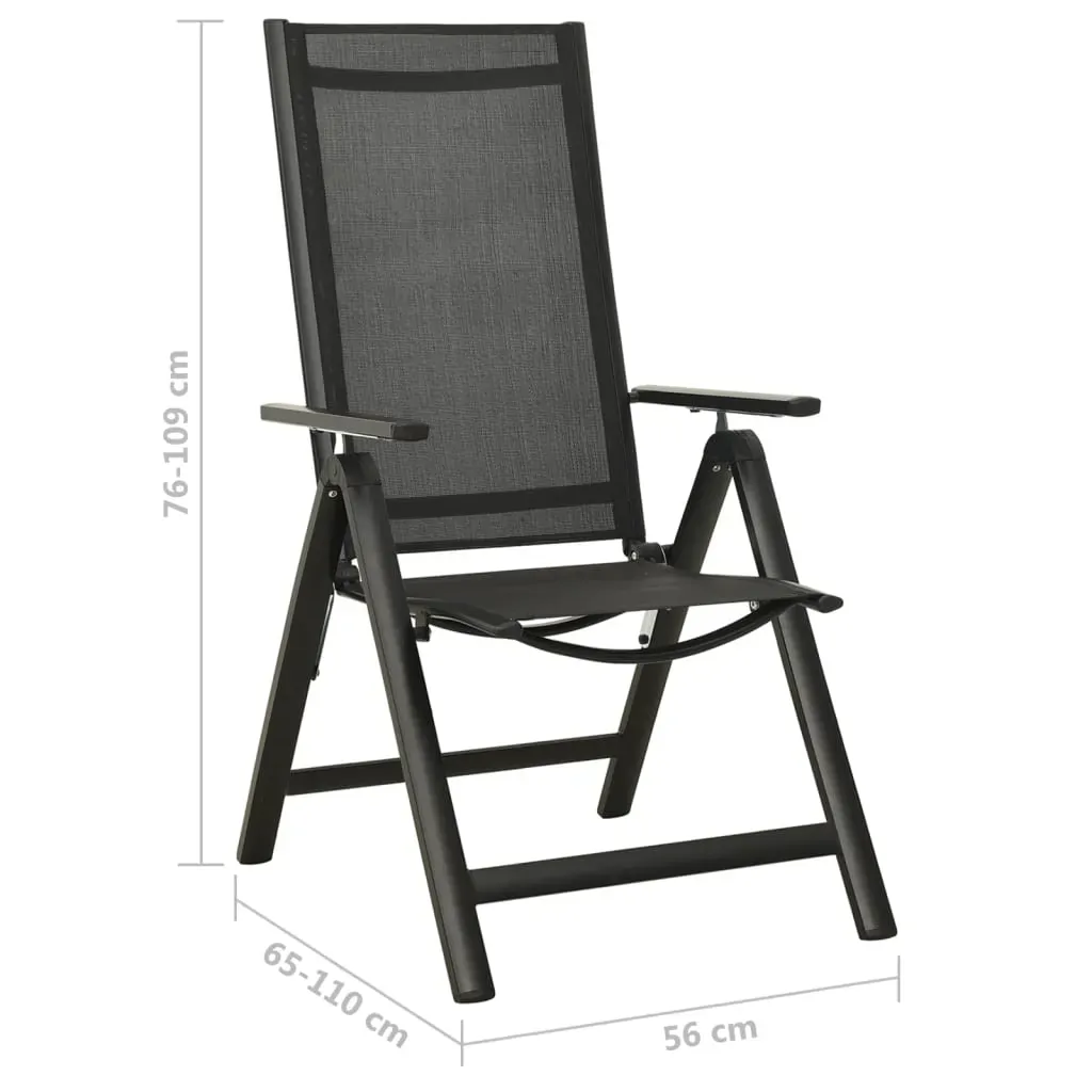 Folding Garden Chairs 2 pcs Textilene and Aluminium Black Price