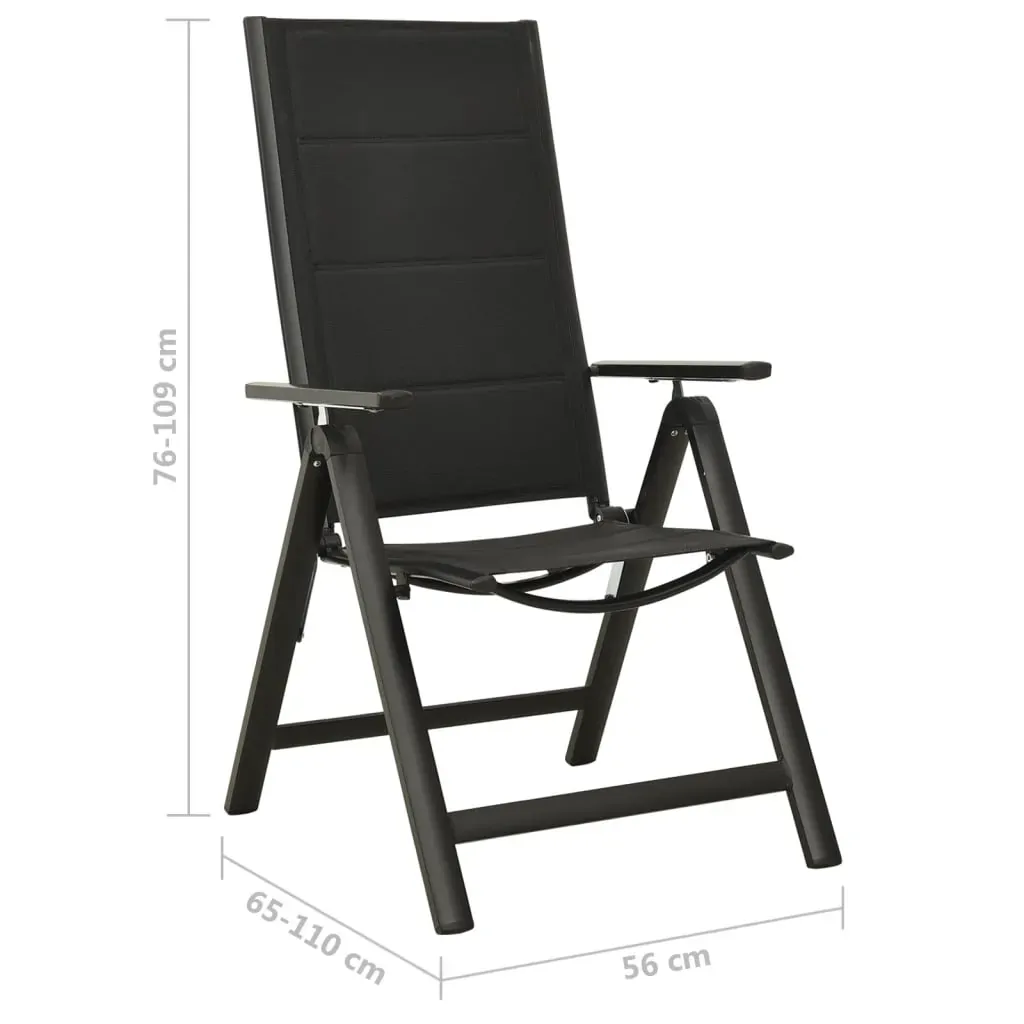 Folding Garden Chairs 2 pcs Textilene and Aluminium Black Price
