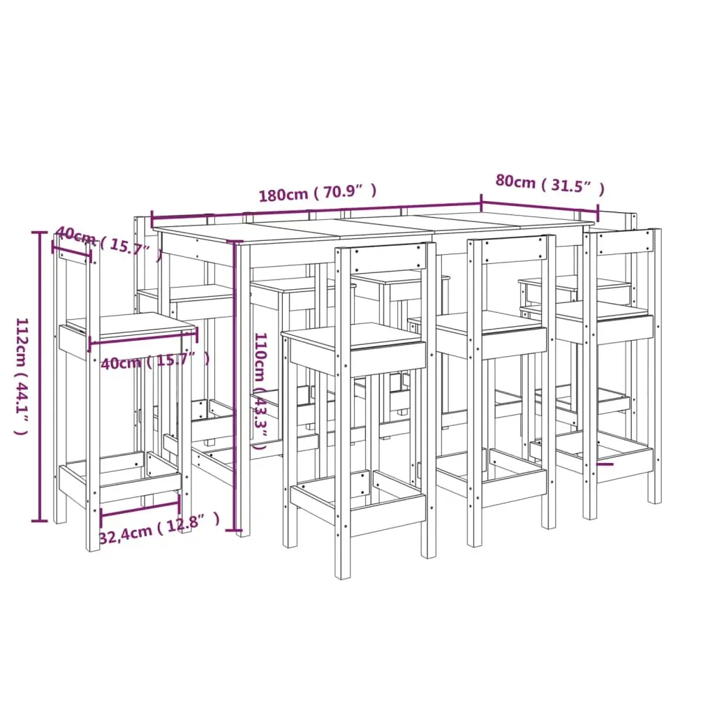 9 Piece Bar Set Solid Wood Pine Price