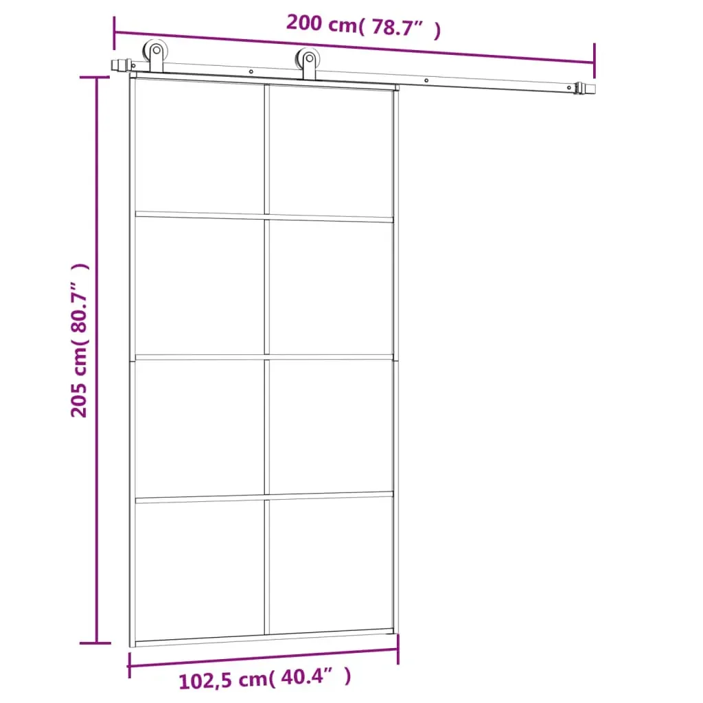 Sliding Door with Hardware Set 102.5x205 cm ESG Glass&Aluminium Price
