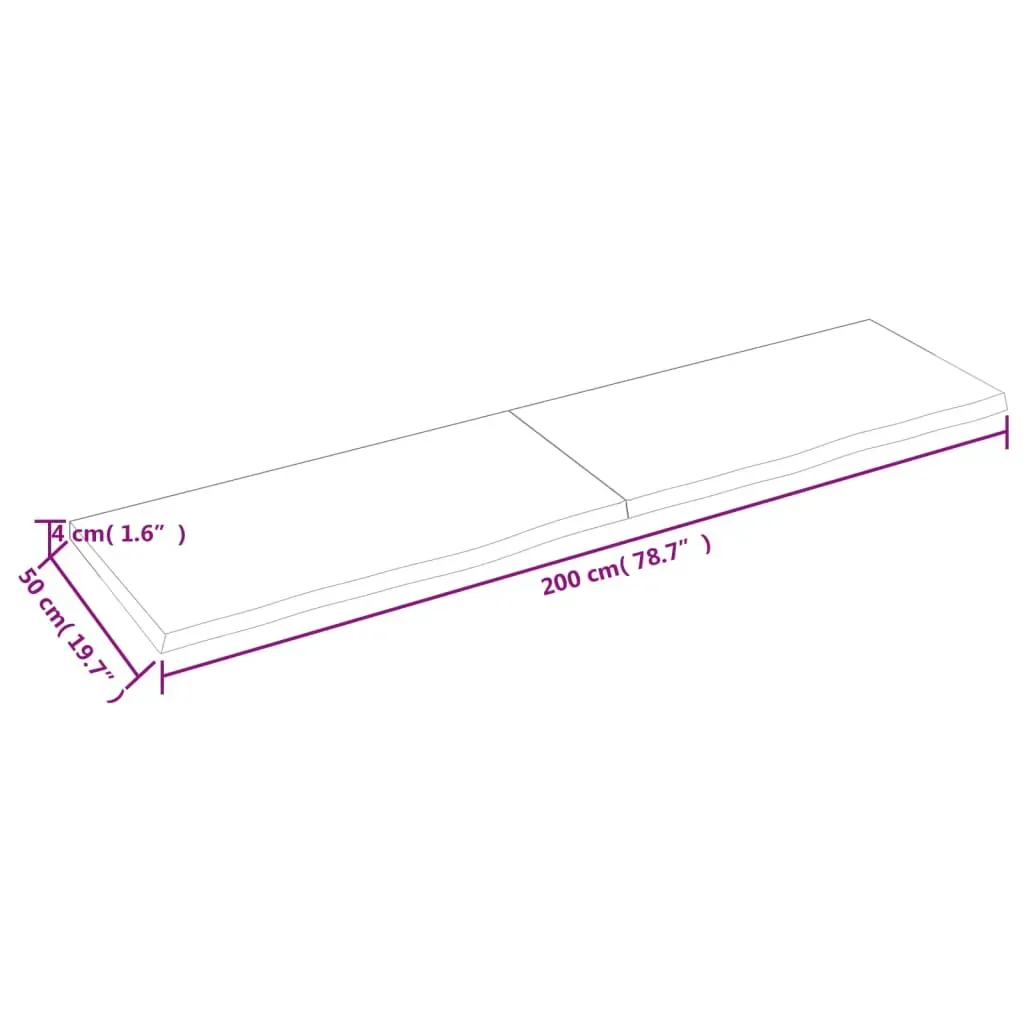 Bathroom Countertop Light Brown 200x50x4 cm Treated Solid Wood Price