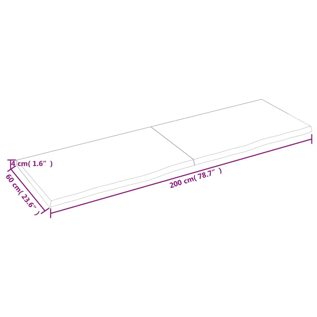 Bathroom Countertop Light Brown 200x60x4 cm Treated Solid Wood Price