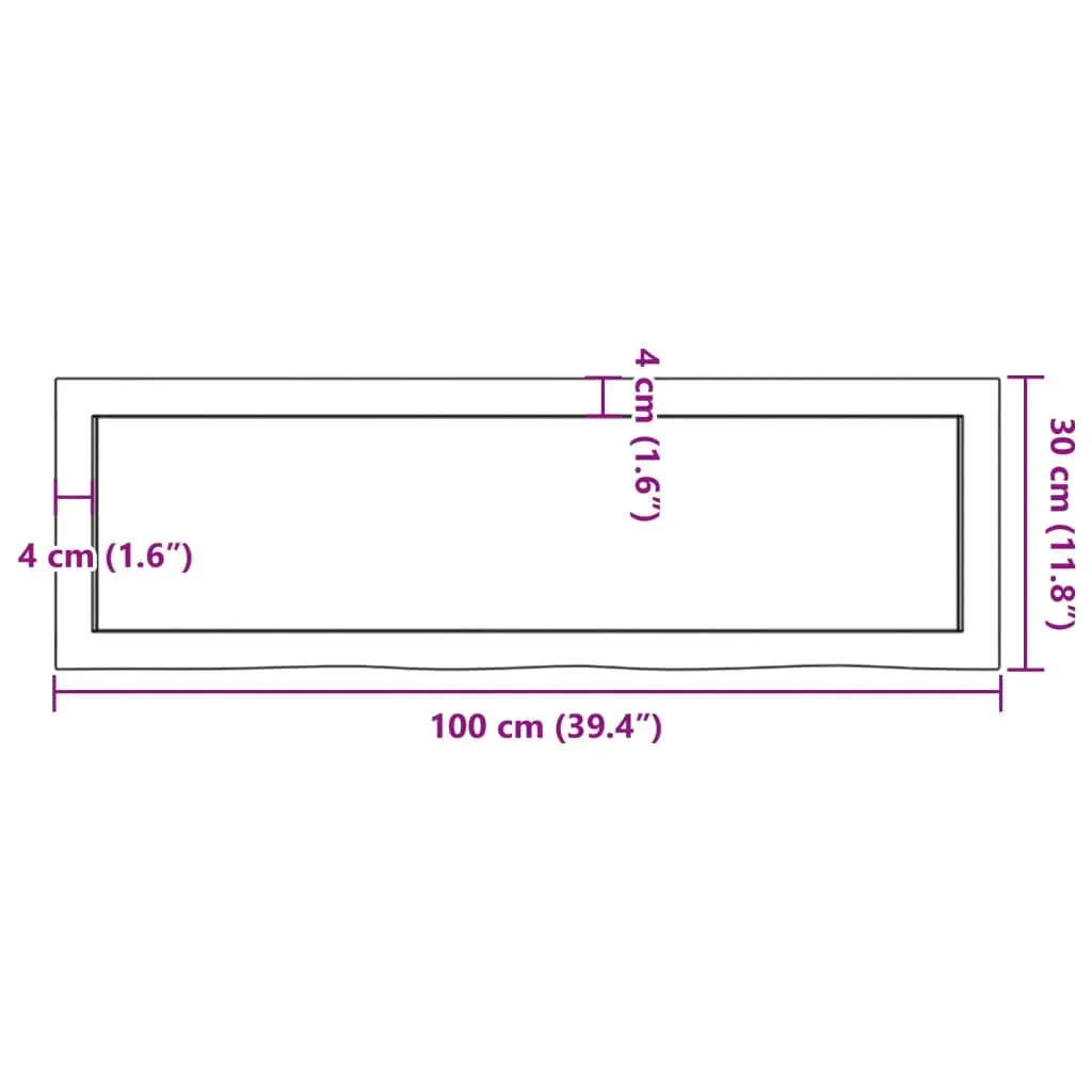 Bathroom Countertop Dark Brown 100x30x4 cm Treated Solid Wood Price