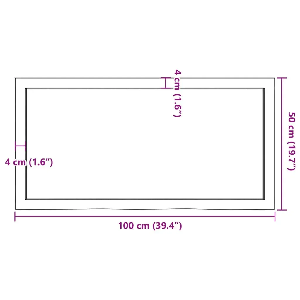 Table Top Light Brown 100x50x6 cm Treated Solid Wood Oak Price