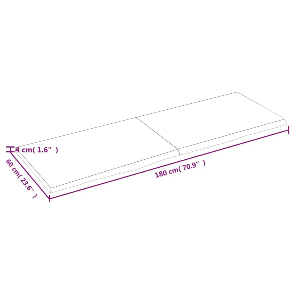 Table Top Dark Brown 180x60x4 cm Treated Solid Wood Oak Price