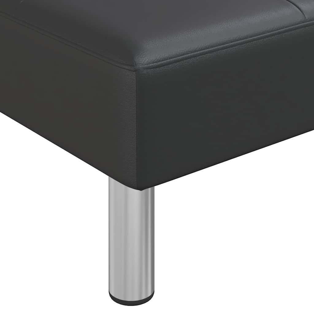 L-shaped Sofa Bed Black 255x140x70 cm Faux Leather Price