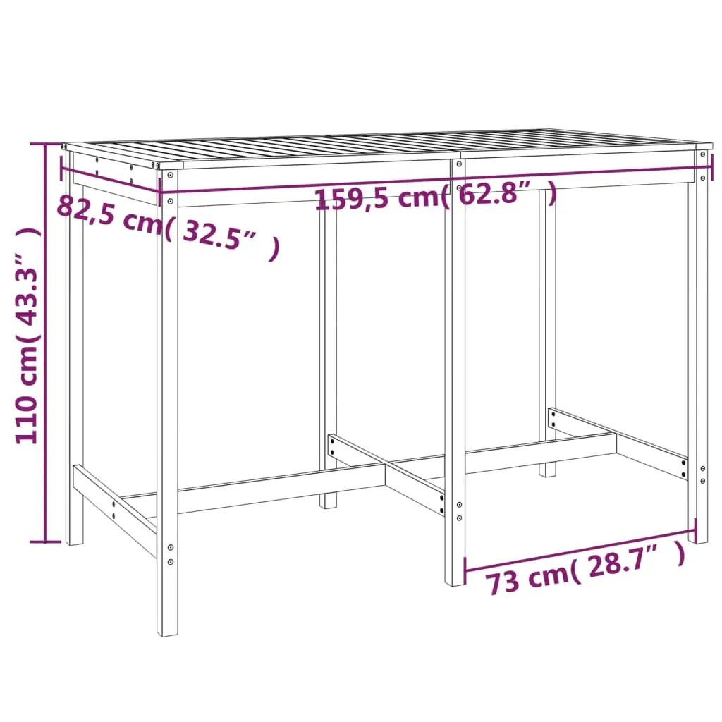 7 Piece Garden Bar Set White Solid Wood Pine Price