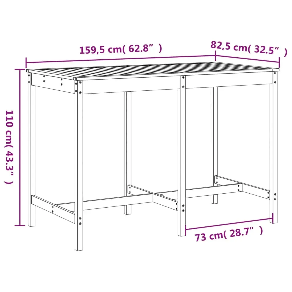 7 Piece Garden Bar Set Black Solid Wood Pine Price