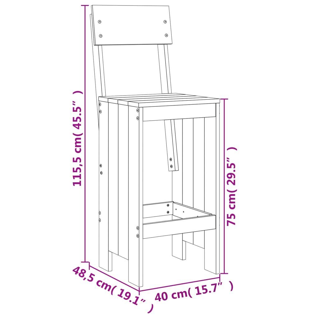 3 Piece Garden Bar Set White Solid Wood Pine Price