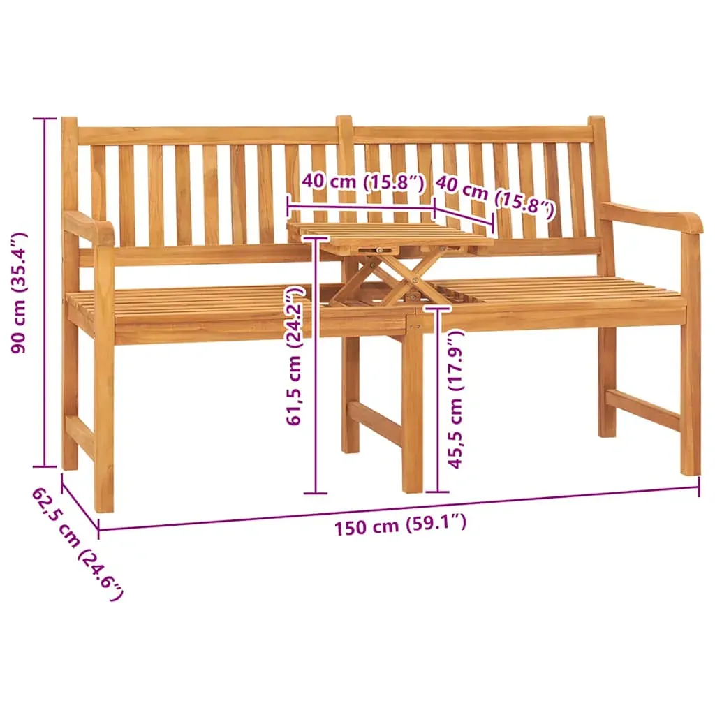 3-Seater Garden Bench with Table 150 cm Solid Teak Wood Price