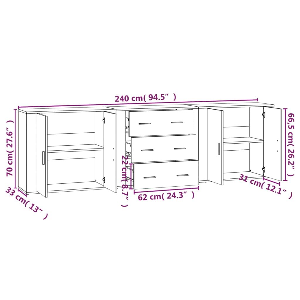Sideboards 3 pcs Black Engineered Wood Price