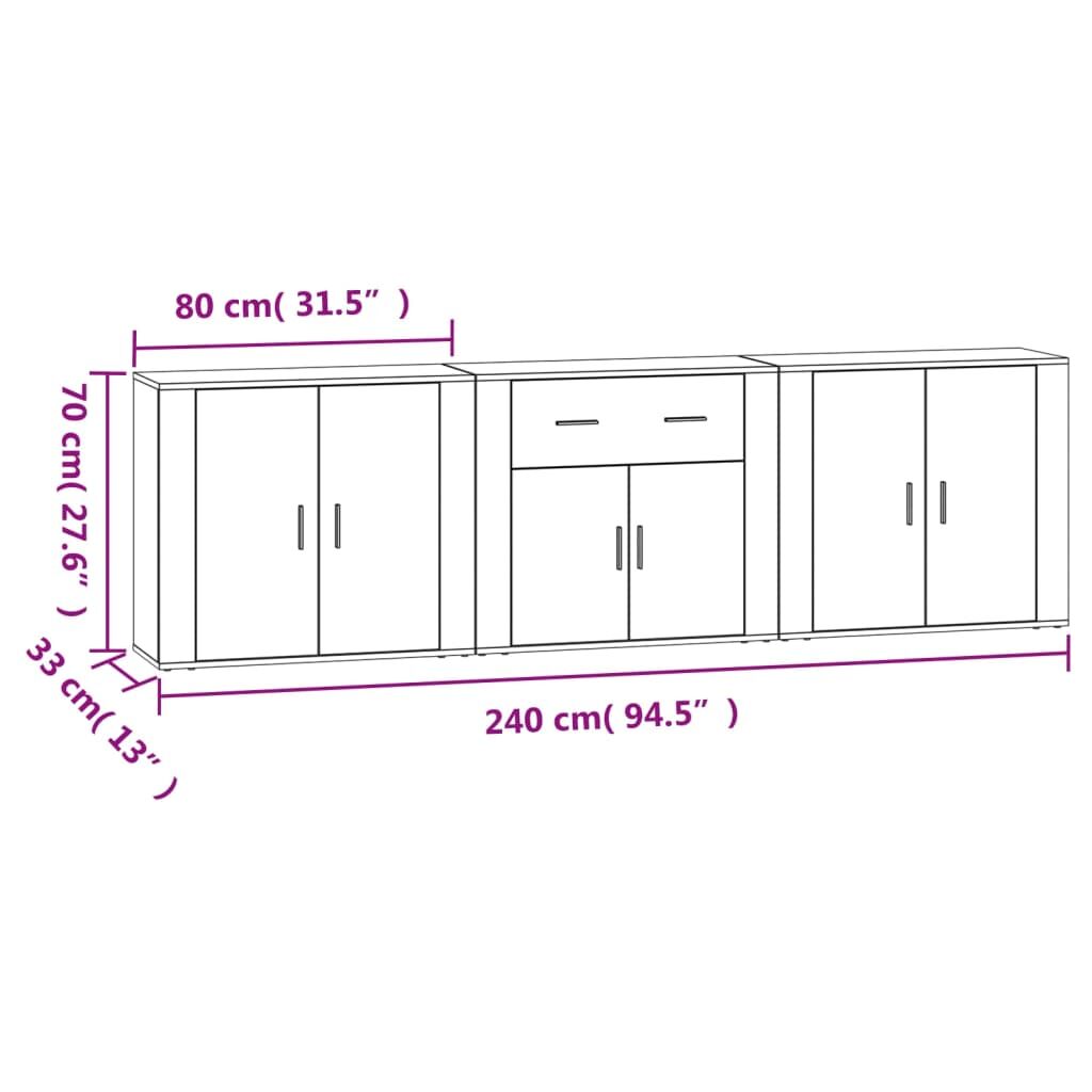 Sideboards 3 pcs Black Engineered Wood Price