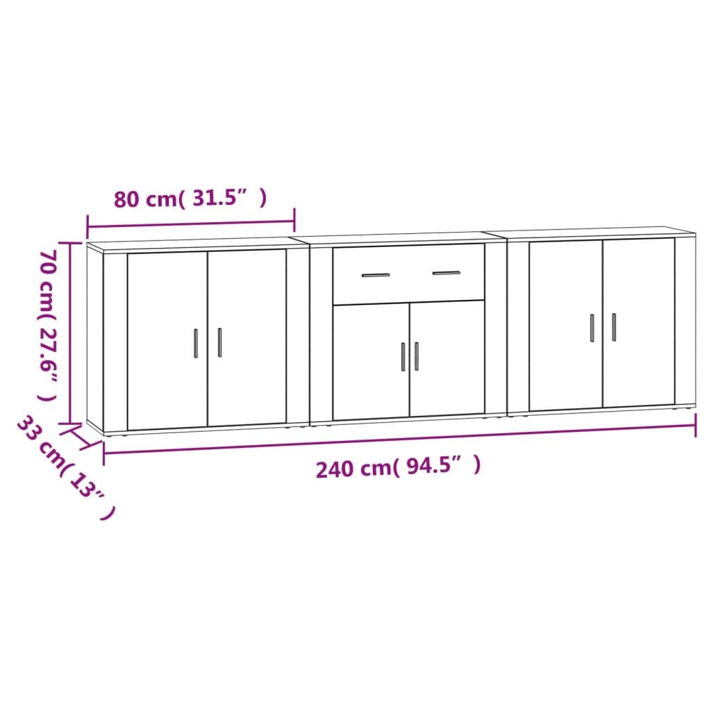 Sideboards 3 pcs Sonoma Oak Engineered Wood Price