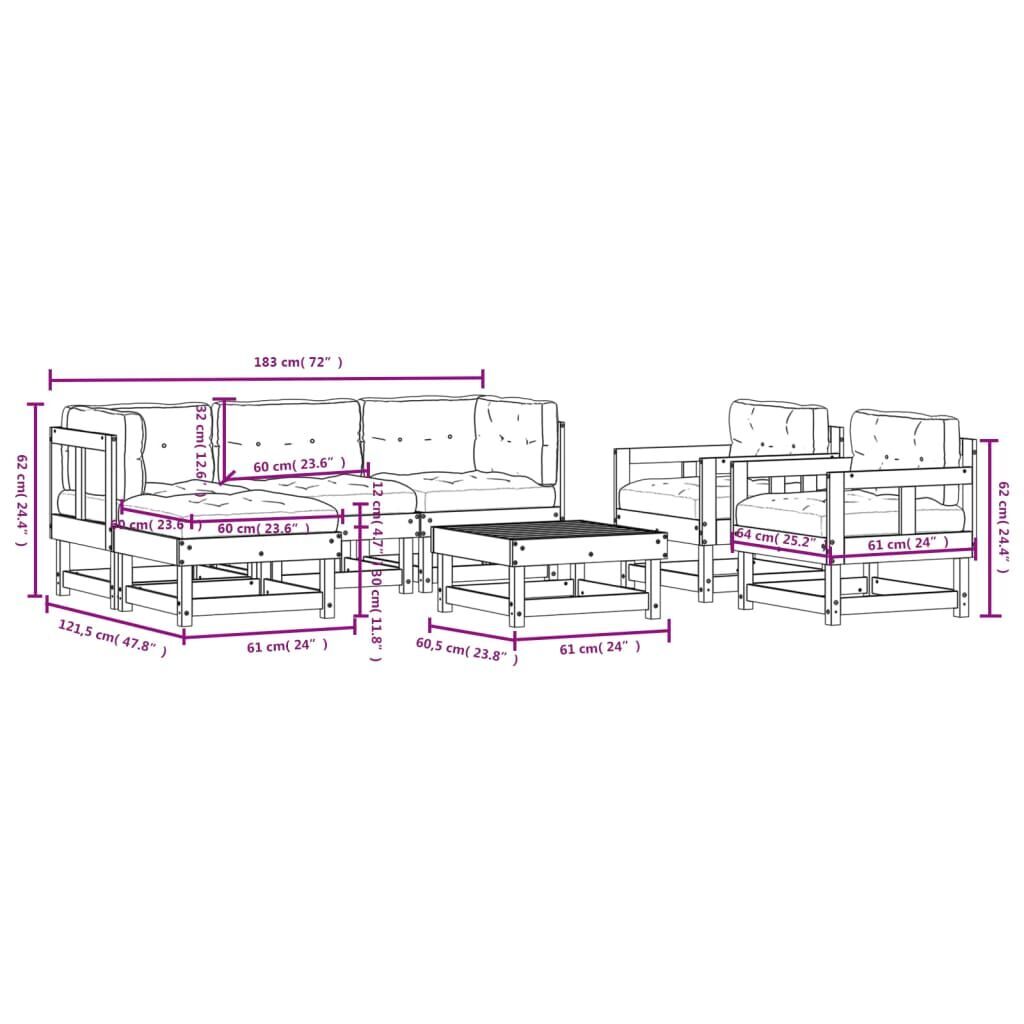 7 Piece Garden Lounge Set with Cushions Solid Wood Price