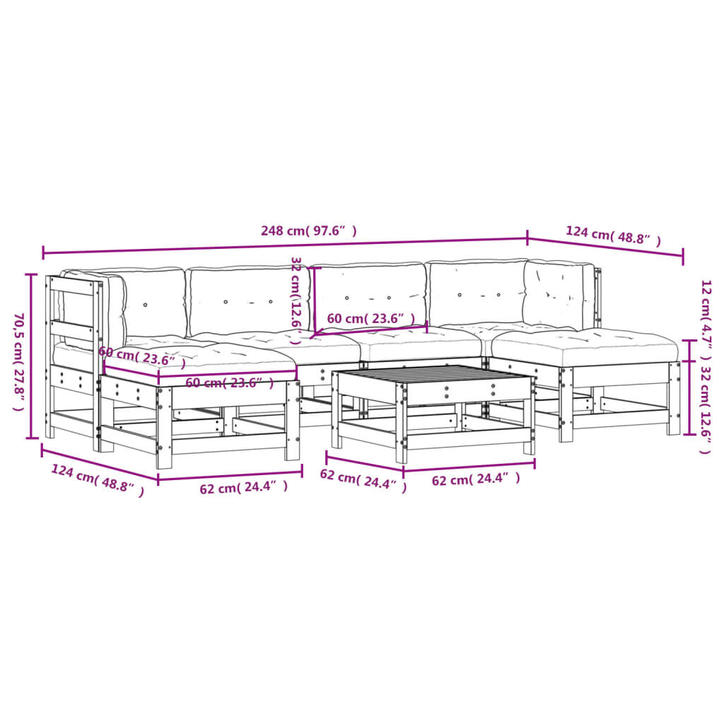 7 Piece Garden Lounge Set with Cushions Solid Wood Price