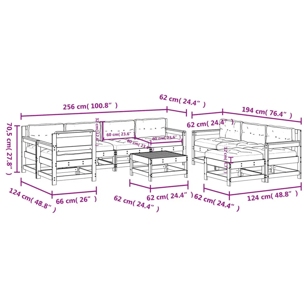 10 Piece Garden Lounge Set with Cushions Solid Wood Price