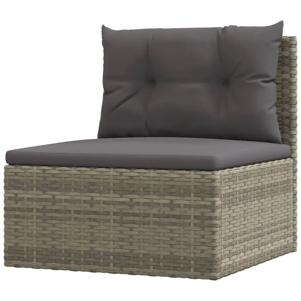 7 Piece Garden Lounge Set with Cushions Grey Poly Rattan Price