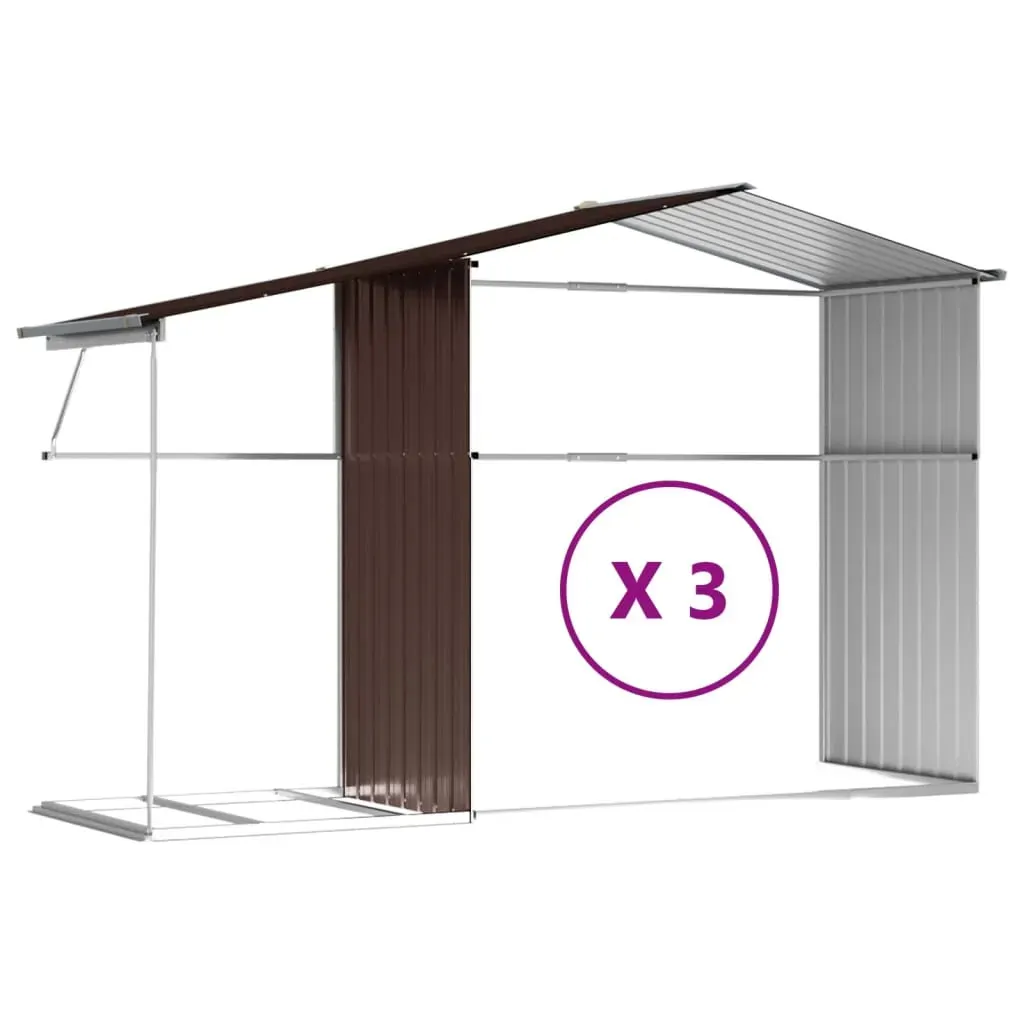 Garden Shed Brown 277x365.5x179 cm Galvanised Steel Price