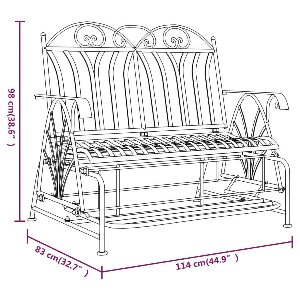 2-Seater Glider Bench 114 cm Black Steel Price