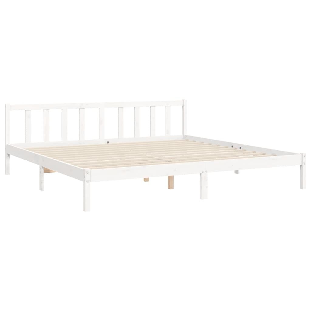 Bed Frame without Mattress White 183x203 cm King Solid Wood Pine Price