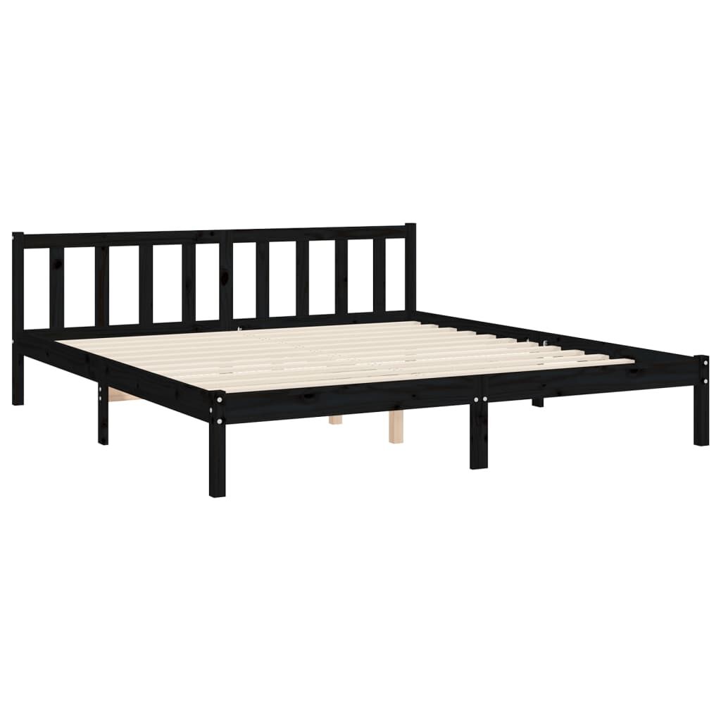 Bed Frame without Mattress Black 183x203 cm King Solid Wood Pine Price