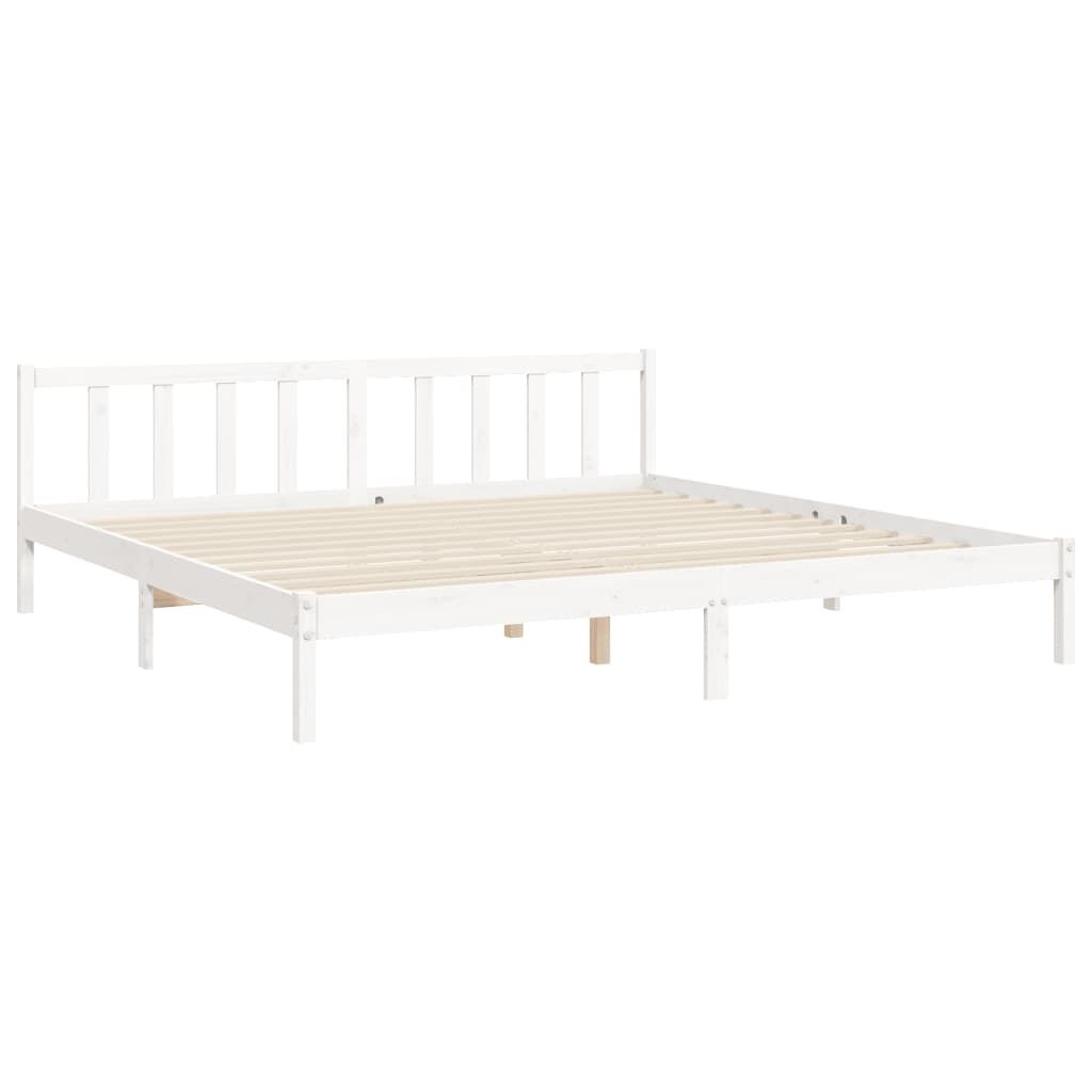 Bed Frame without Mattress White 183x203 cm King Solid Wood Pine Price