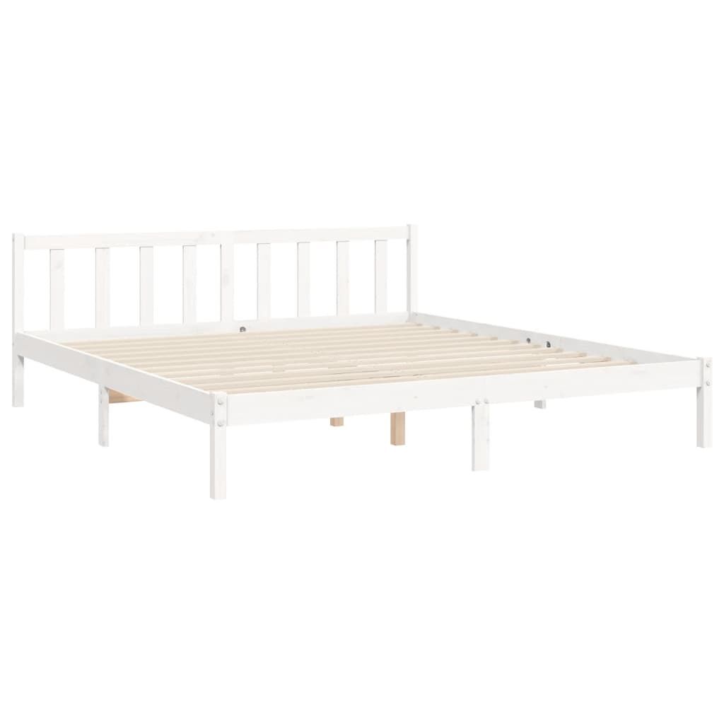 Bed Frame without Mattress White 183x203 cm King Solid Wood Pine Price