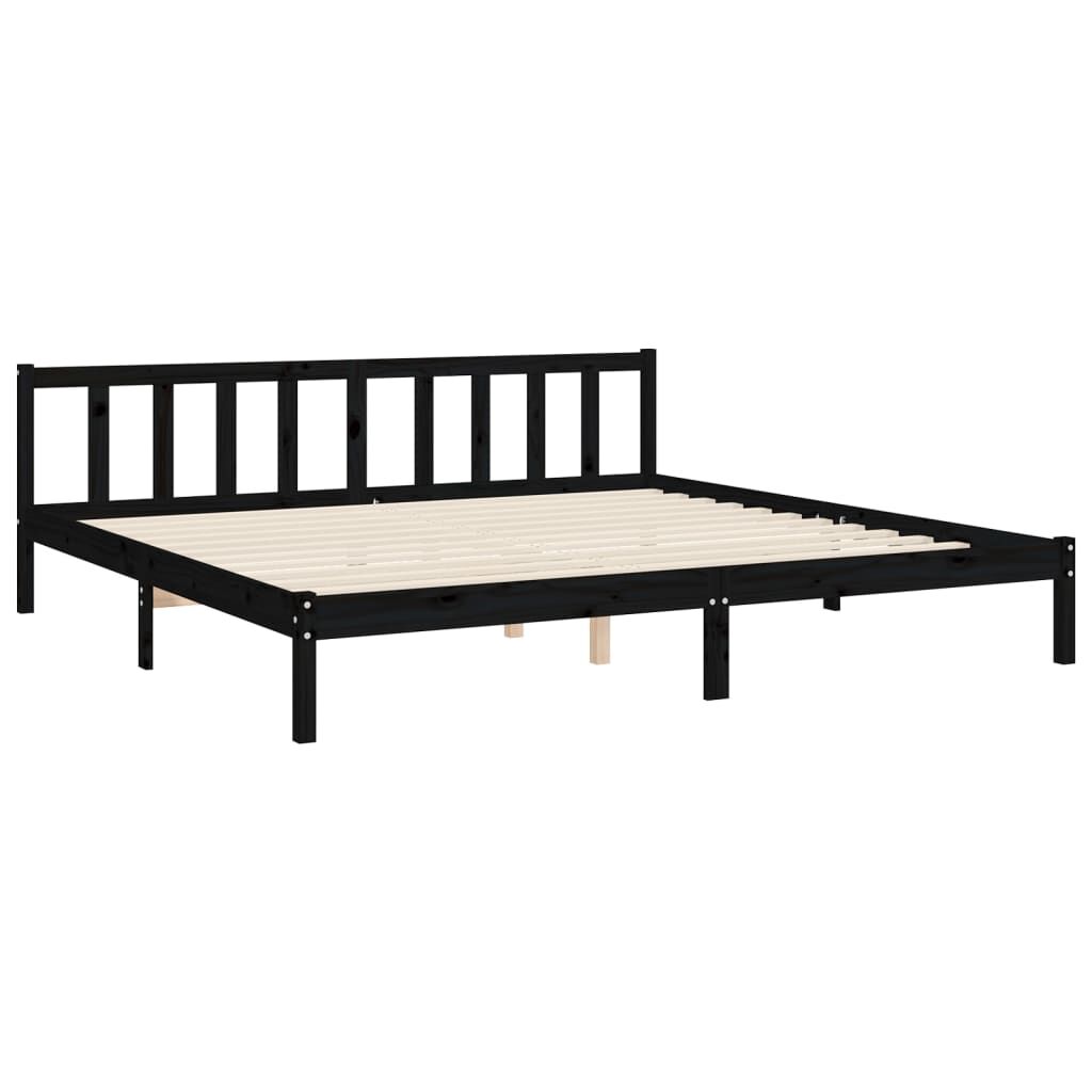 Bed Frame without Mattress Black 183x203 cm King Solid Wood Pine Price