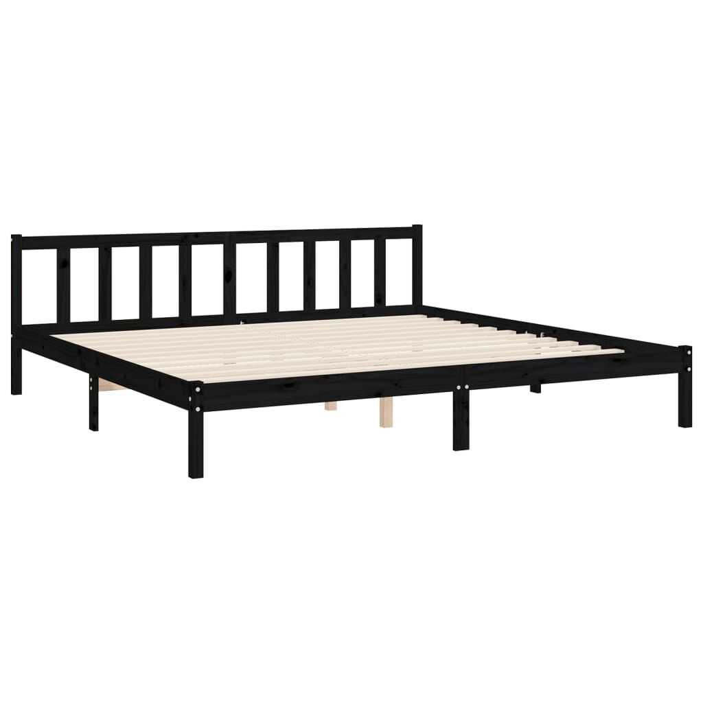 Bed Frame without Mattress Black 183x203 cm King Solid Wood Pine Price
