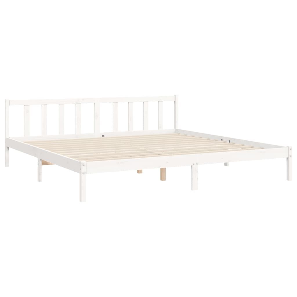 Bed Frame without Mattress White 183x203 cm King Solid Wood Pine Price