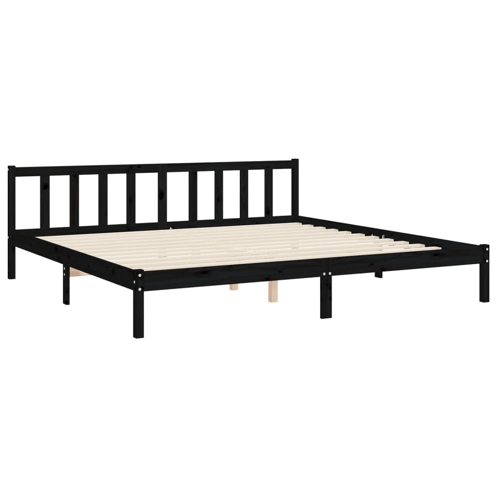 Bed Frame without Mattress Black 183x203 cm King Solid Wood Pine Price