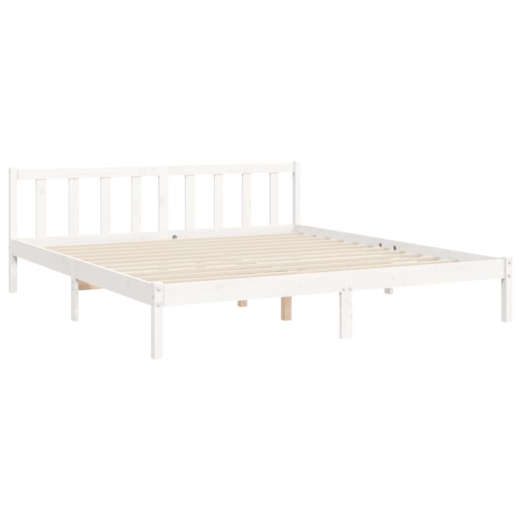 Bed Frame without Mattress White 183x203 cm King Solid Wood Pine Price