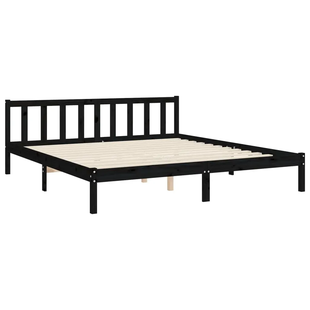 Bed Frame without Mattress Black 183x203 cm King Solid Wood Pine Price