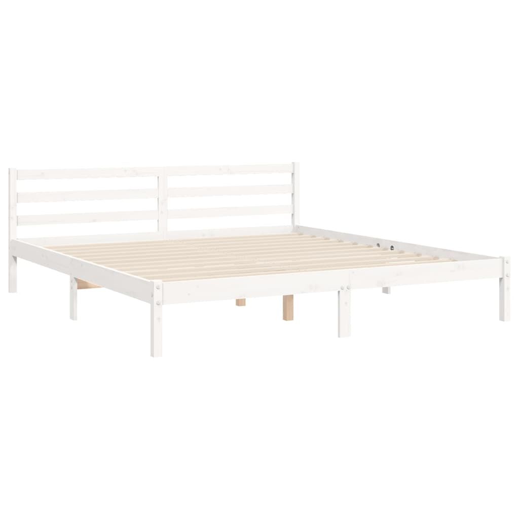 Bed Frame without Mattress White 183x203 cm King Solid Wood Price