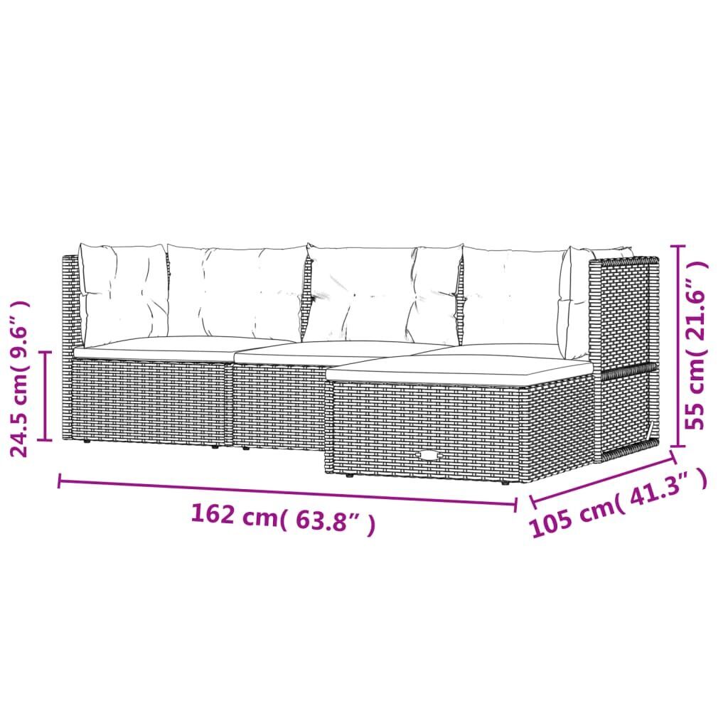 4 Piece Garden Lounge Set with Cushions Black Poly Rattan Price