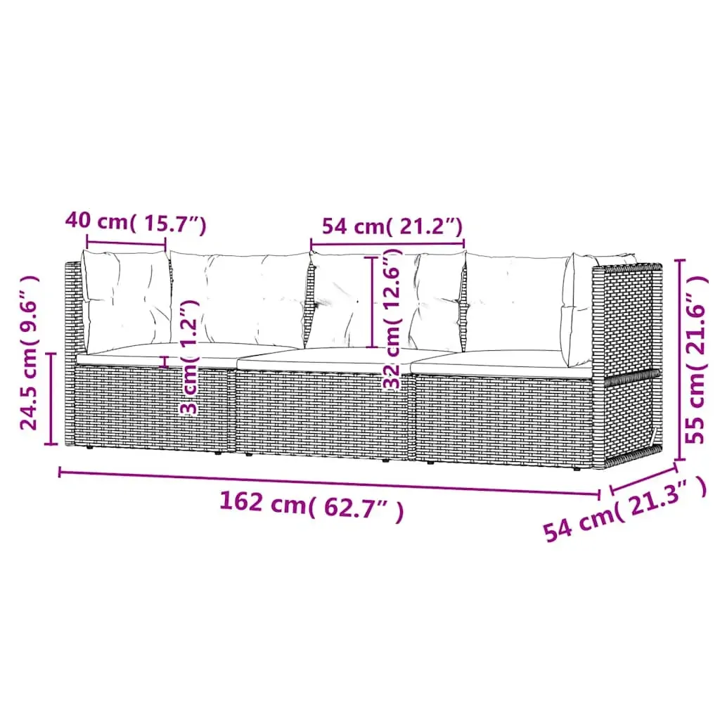 3 Piece Garden Lounge Set with Cushions Grey Poly Rattan Price