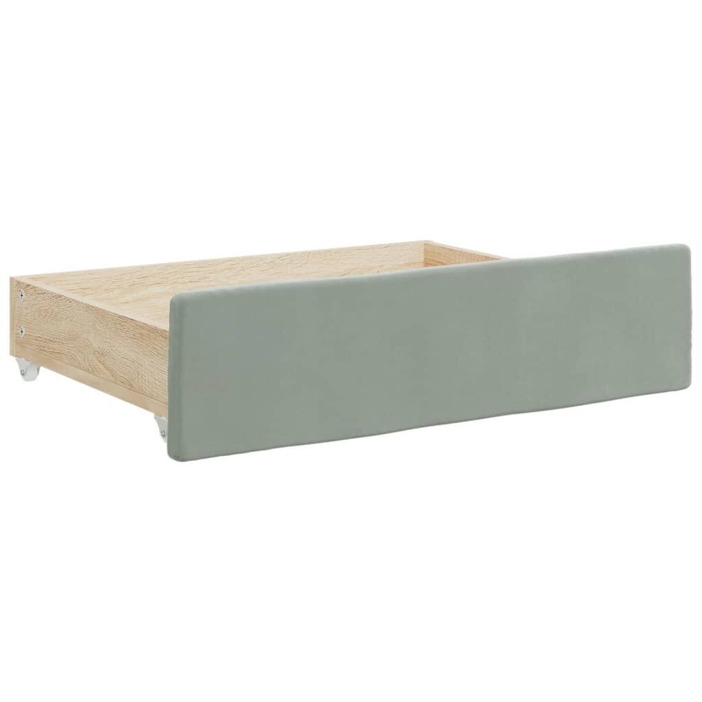 Daybed with Trundle&Drawers without Mattress Light Grey 90x190 cm Price